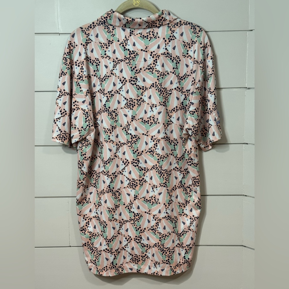 Bad Birdie Ocean 72 Men's Short Sleeve Golf Polo Shirt Fish Pattern Size L - Picture 8 of 9